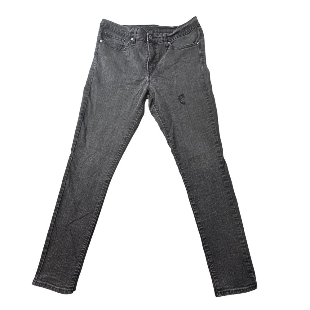 Levi's 711 Jeans Womens 31 Black Skinny Mid Rise Distressed Stretch Denim Casual
